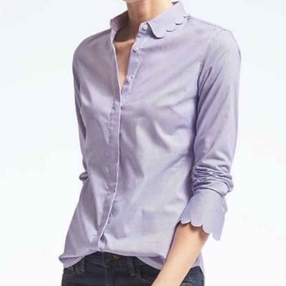 Banana Republic Scallop Button Up Dress Shirt